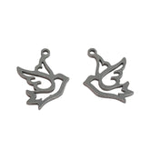 Tarnish Resistant 304-Stainless Steel Mini Pendant Charms (4 Pieces) 17x12x1 MM Bird Dove Silver Color For Jewellery Making Chains Bracelets
